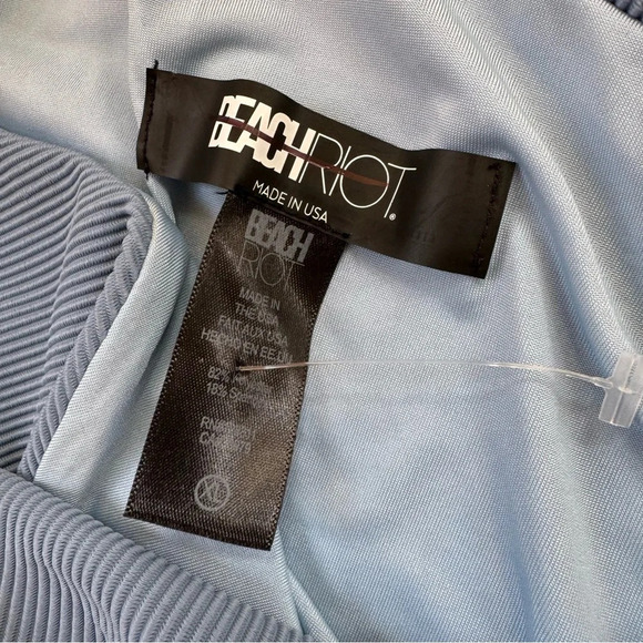 New Free People Beach Riot Celine One Piece Swim Suit Ribbed Blue Grey XL - Picture 6 of 9